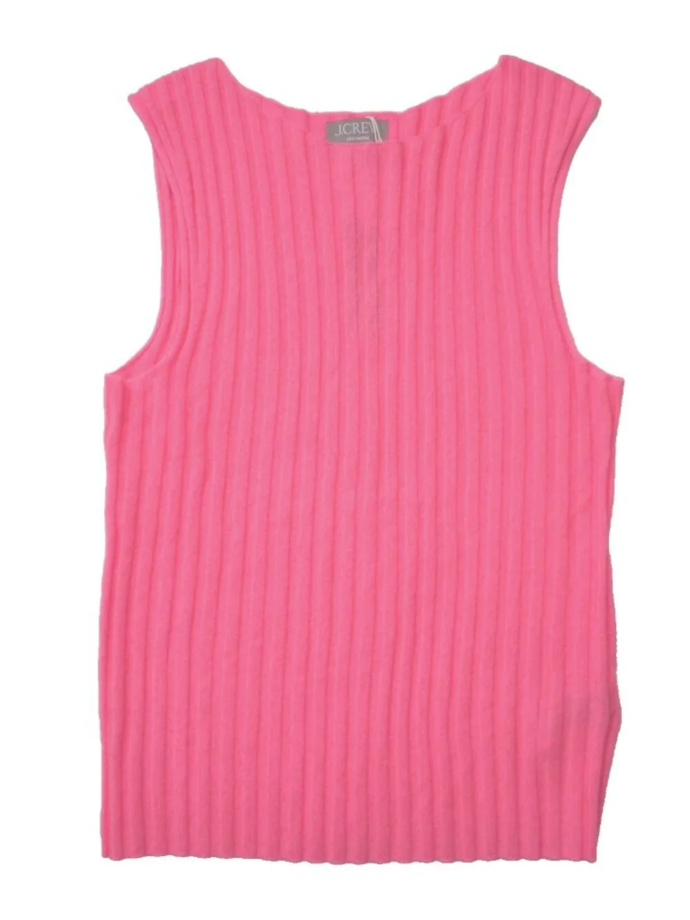 NWT J.Crew Wide-rib Cashmere Sweater Shell in Neon Capri Pink Knit S